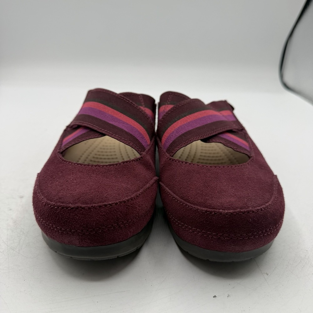 Crocs Edie Mules Womens Sz 7 Burgundy/Tan Slip On Comfort Shoes Closed Toe - Picture 4 of 10